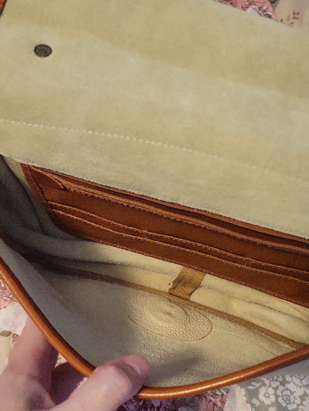 Dooney & Bourke Cream and Tan Leather Flap Crossbody - Picture 8 of 14